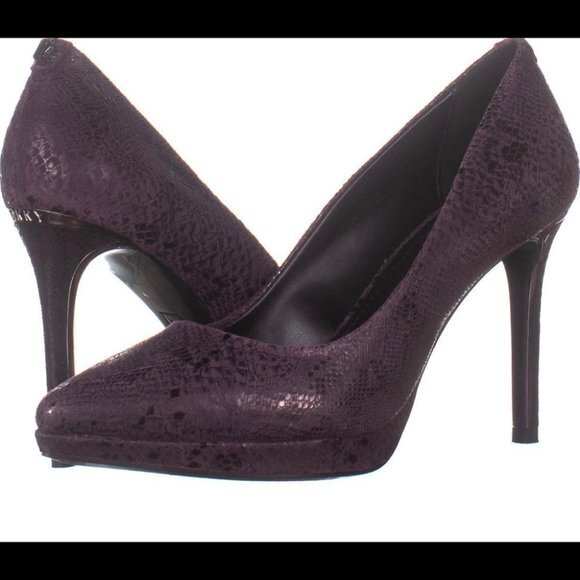 Dkny Shoes - DKNY Purple Snakeskin Embossed Pointed Toe Platform Pumps High Heels